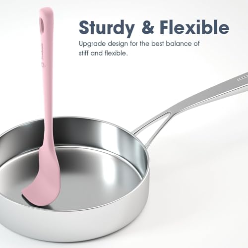 ChefAide 5 Pieces Silicone Spatulas Set, Heat Resistant Rubber Spatula - color: Pink, size: 5 pieces