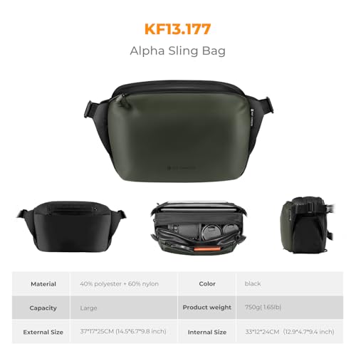 K&F CONCEPT Large Camera Sling Bag, Everyday Shoulder Bag - color: 13 Deep Green Large