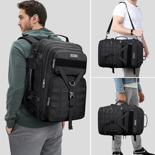 WITZMAN Travel Backpack for Men 40L Convertible Bag Fits 17" Laptop - color: Black