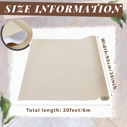 Kinlop 36 Inch X 20 Feet Double Primed Cotton Canvas Roll, Linen Beige - color: Linen Beige, size: 36 Inch X 20 Feet