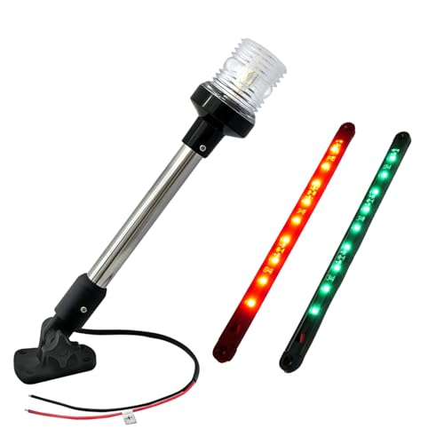12" LED Anchor Light with Red/Green Boat Navigation Lights - color: White Stern Light and R/G Nav
