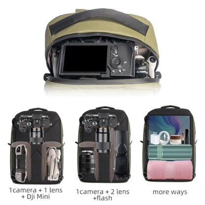 Besnfoto Camera Hardshell Case Crossbody Camera Sling Bag Small Waterproof Photography Bag for Mirrorless and DSLR Cameras - color: Green