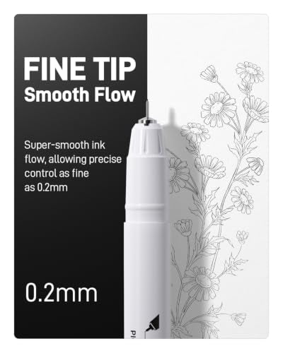 JusArt Micro Fineliner Pens, 6 PCS 0.2MM Black Fine Line - color: 6-Black 005