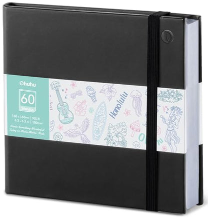 Ohuhu 6.3"x6.3" Double-Sided Bleedproof Marker Pad Art Sketchbook 60 Sheets - size: 6.3" x 6.3"