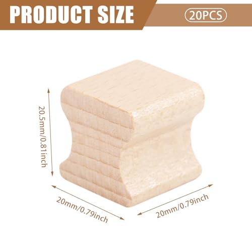 GLOBLELAND 20Pcs Blank Wood Rubber Stamp Mounts for DIY Crafting 20x20mm Square Wooden Rubber Stamps Handle Hard Wooden Blocks for Stamp Making Scrapbook Seal Handmade Decor