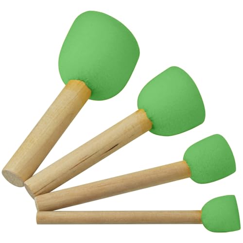 WAFJAMF 60 Pcs Round Sponges Brush Set 4 Sizes DIY Painting Tools Green - color: Green