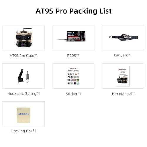 Radiolink AT9S Pro 10/12 Channels RC Transmitter and Receiver R9DS Grey - color: Champagne Gold