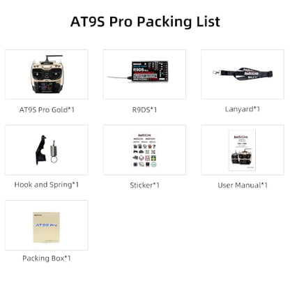 Radiolink AT9S Pro 10/12 Channels RC Transmitter and Receiver R9DS Grey - color: Champagne Gold