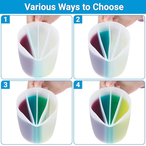 Gartful Large 17.6oz/500ml Silicone Split Cup with Handle, 4-Channel Reusable Resin Pouring Cup for Fluid Art, Acrylic Paint, DIY Crafts - size: 4 Channels