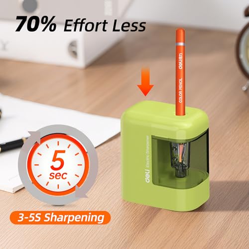 Deli Electric Pencil Sharpener, Battery Operated Portable Pencil Sharpener - color: Green