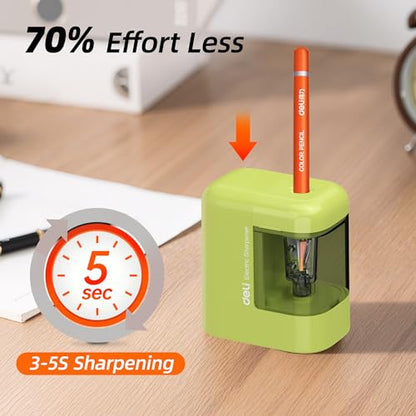 Deli Electric Pencil Sharpener, Battery Operated Portable Pencil Sharpener - color: Green