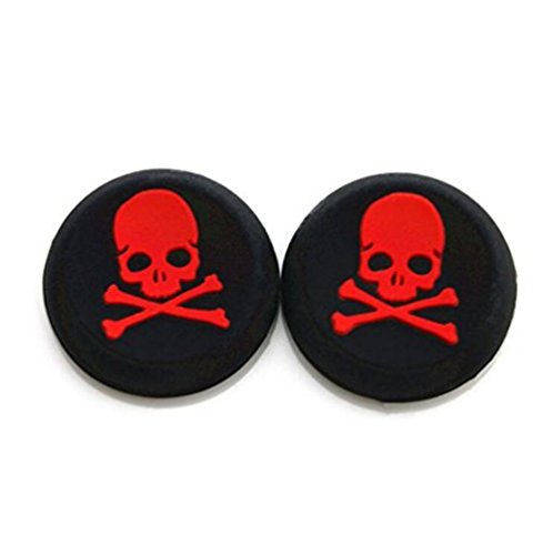 Silicone Thumb Stick Grip Cap Joystick Thumbsticks Caps Cover for PS4 Xbox One PS3 Xbox 360 PS2 Game Controllers (Red Skull) - color: Red Skull