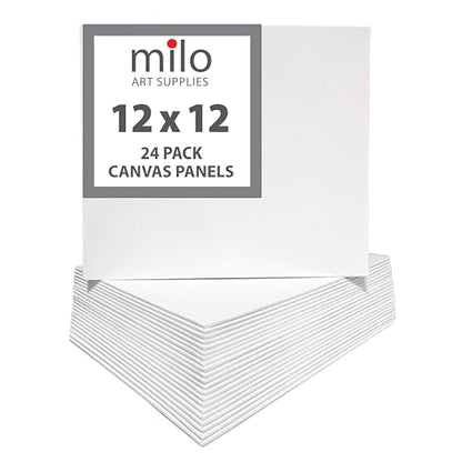 milo Canvas Flat Panel Boards for Painting, 12x12 inch, 24 Pack, White - size: 12"x12" Pack of 24