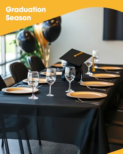 Niuara Black Plastic Table Cloth Disposable, 4 Pack, 54 x 108 in - color: Black, size: 54" x 108" - 4 Packs