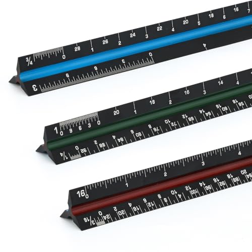 Unjoo Architectural Scale Ruler, 12‘’Aluminum Alloy Drawing Scale,Black - color: Black