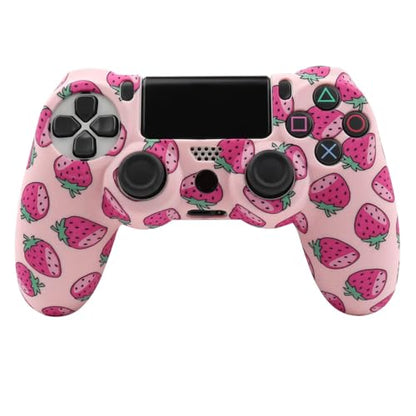 RALAN Pink Controller Skins for PS4,Fruit Silicone Controller Cover Skin Protector Compatible /PS4 Slim/PS4 Pro Controller with 2 Cute Thumb Grips Caps… - color: Pink