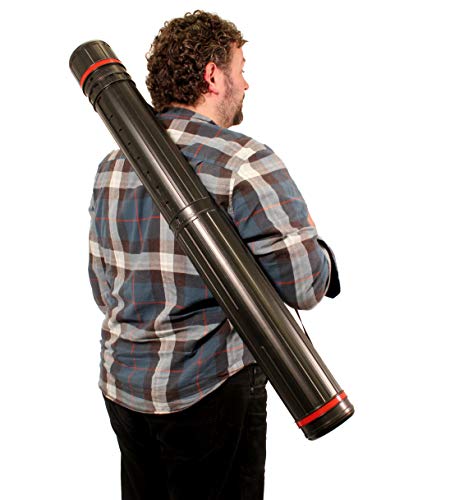 VViViD Extra Large Black Plastic Telescoping Transit Poster & Document Storage Tube w/Adjustable Nylon Carrying Strap (Large (25" x 4")) - size: Large (25" x 4")