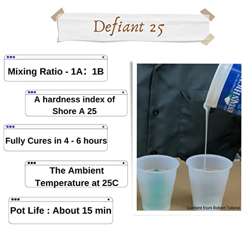Siraya Tech Defiant 25 Platinum Silicone Mold Making Kit,Clear, 35.3 Oz - color: Translucent 25A Hardness