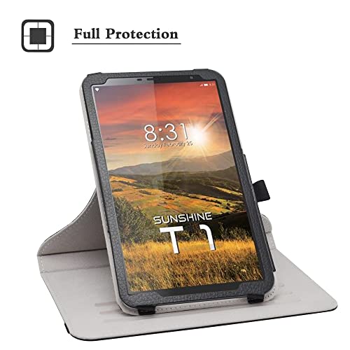 Bige for Sunshine T1 Elite Rotating Case, 360 Degree Rotary Stand with Cute Pattern Cover for Sunshine T1 Elite/Hyundai Hytab Plus 8WB1 8" Tablet, Black - color: Black