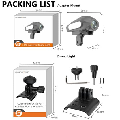 Extension Mount Adapter+ Led Light Kit for DJI Avata 2, Drone Search Light Strobe Light+Camera Mount Bracket for DJI Avata 2 - color: Stand Kit