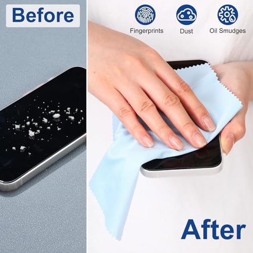 Frienda 50 Pcs Microfiber Glass Cleaning Cloths Lens, Blue - color: Blue
