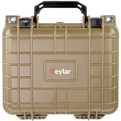 Eylar Small 10.62" Gear, Equipment, Hard Camera Case Waterproof with Foam TSA Standards, Lockable for Cameras, Lenses, Drones, Gear (Tan) - color: Tan
