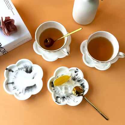 4 Pcs Silicone Resin Tray Molds, Flower Coaster Set - color: Flower