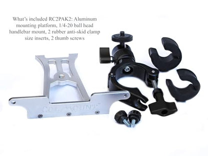 Bike Mount for DJI RC 2 Controller (not for RC or RC Pro) for Mini 4 or 5 Pro and Air 3/3S Bicycle, Boat, Motorcycle, ATV, UTV, Tripod and Bike Handlebar Mount 360° Rotation 1/4-20 Ball with Locking Clamp - RC2PAK2