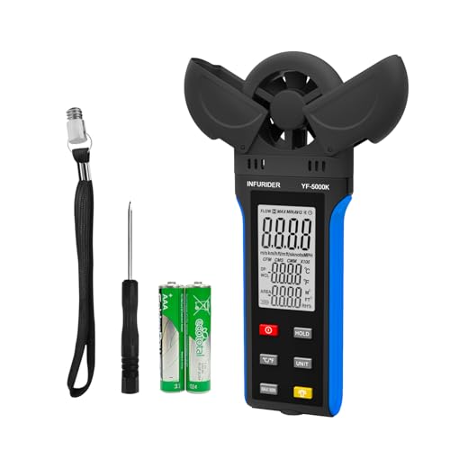 Digital Anemometer Wind Speed Meter, 6-in-1 Wind Gauge for Velocity/Temperature/Relative Humidity, Auto-Off with Data Hold, LCD Backlight, for Shooting, Sailing - style: 5000K