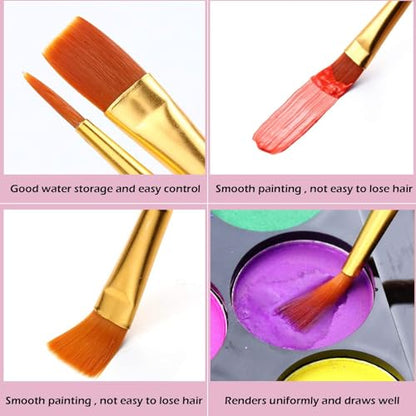 Acrylic Paint Brush Set, 20 Packs/200 pcs Nylon Hair Brushes - size: 200pcs-pink
