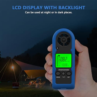 Handheld Anemometer, MINI Digital Wind Speed Meter Gauge for Air Flow Velocity cfm Measuring Device, Wind Temperature Test for HVAC Outdoor Sailing Shooting Drone Flying 816B