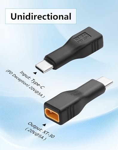 CERRXIAN USB C to XT30 Adapter, Type-C Male Input to XT30 Male Output Power Adapter for RC Lipo Battery Drone -2PCS