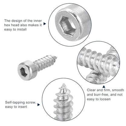 uxcell M4 Hex Socket Head Cap Self-Tapping Screw, 100Pcs M4x14mm 304 Stainless Steel, Hexagon Socket Head Tapping Screws, Hex Drive, Self Tapping Point - Silver - size: M4x14mm