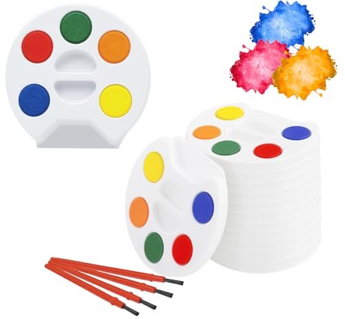 The Dreidel Company 12-Pack Mini Watercolor Paint Set For Kids and Toddlers, 5 Color Tray with Paint Brush Included, Birthday Party, Events and Gatherings - size: 1 Count (Pack of 12)