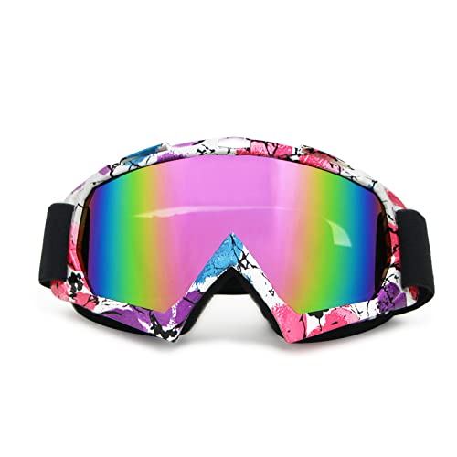 Dirt Bike Goggles for Motorcycle, ATV, Motocross, Riding, Offroad - Adult, Men, Women, Youth, Kids - color: Blossom Frame+color Pink Lens