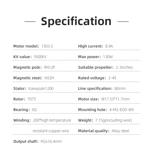 HGLRC Specter 1303.5 5500KV 2-4S Brushless Motor for 2-2.5Inch Tiny Drone and 2-3Inch Toothpick Drone