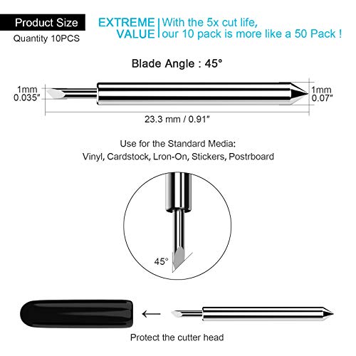 Hadwoer 10-Pack Premium Fine Point Blades Compatible with Explore/Maker - color: Black-10pcs Premium Fine Point Blades
