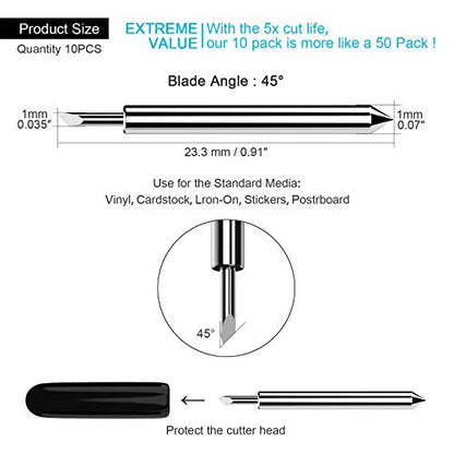 Hadwoer 10-Pack Premium Fine Point Blades Compatible with Explore/Maker - color: Black-10pcs Premium Fine Point Blades