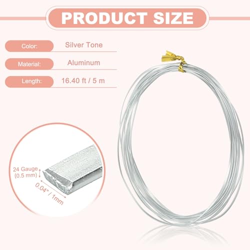 uxcell 1 Rolls 24 Gauge Flat Aluminum Wire, 16.40 ft Soft Craft Wire for Flower Bonsai Crafts Carving DIY Bezel Sculpting Gem Metal Wrap, Silver Tone - color: Silver Tone, size: 24 Gauge 1mm