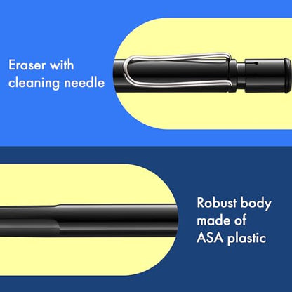 LAMY safari black - Mechanical Pencil with ergonomic grip & body made of robust ASA plastic - ideal for drawing & writing - including LAMY M 41 fine line refill 0.5 mm & eraser tip - color: Black