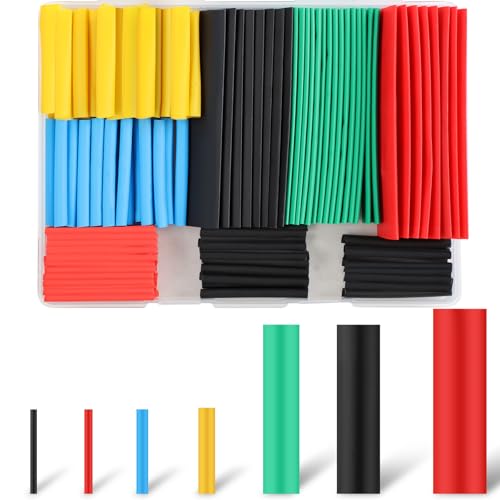 Rindion 127PCS Heat Shrink Tubing Kit, 2:1 Ratio Adhesive Lined, Marine Grade Industrial Heat Shrink Tubing, Long Lasting Insulation Wire Shrink Wrap Tubing- Colorful - size: 127PCS, style: Mix colors
