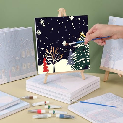 Nezyo 12 Sets Paint by Numbers Kit with Frame for Adult, 8 X 8 Inch - style: Winter