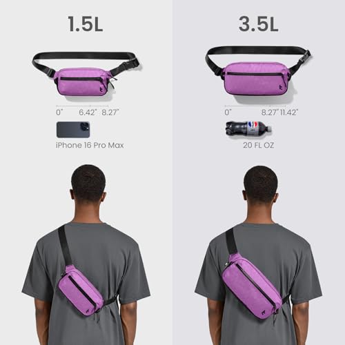 tomtoc 1.5L X-Pac Sling Bag with RFID Blocking Crossbody Pack for Men Women - color: X-Pac Purple, size: 1.5L