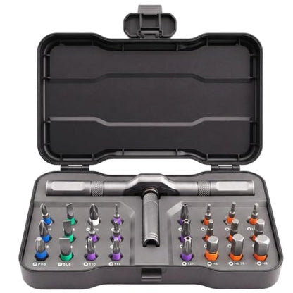 24 in 1 Magnetic Ratchet Screwdriver Set With T-Handle, Grey - color: Grey, size: 24 In 1