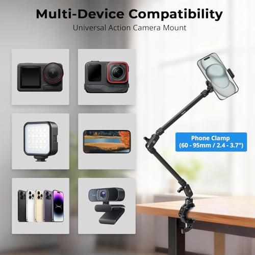 SMALLRIG 26" Magic Arm with Super Clamp, Overhead Phone Mount w/Cable Clip - style: Double Ball Joints with Cable Clip