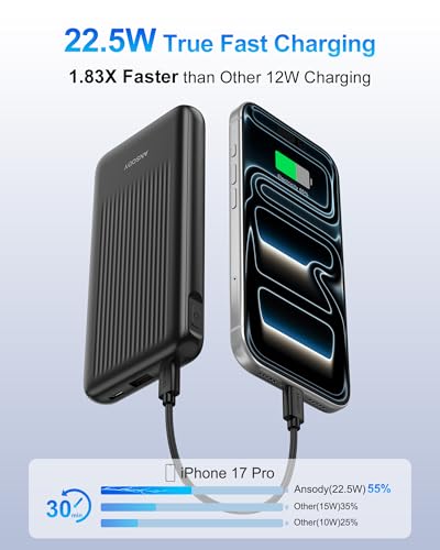 2-Pack Power Bank, 10000mAh 22.5W Fast Charging Portable Charger - color: Black & Black