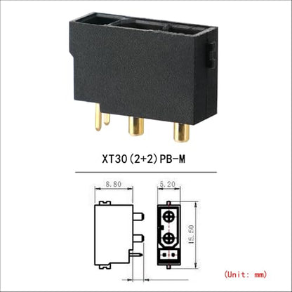ELFCULB 5PCS Amass XT30(2+2) PB Male Connectors for RC Drones and Robotics - color: 5pcs XT30(2+2)PB Male