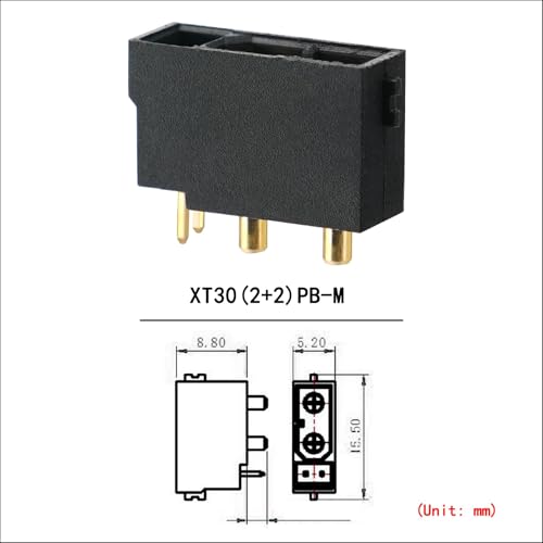 ELFCULB 5PCS Amass XT30(2+2) PB Male Connectors for RC Drones and Robotics - color: 5pcs XT30(2+2)PB Male