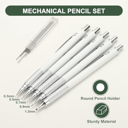 PATIKIL 2Pcs Mechanical Pencil 0.9mm, Lead Pencils Mechanical Holder, White - color: White