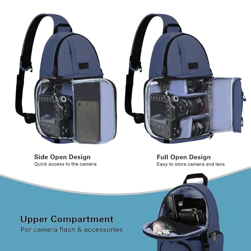 MOSISO Camera Sling Bag, Photography Shoulder Bag Compact Camera Backpack - color: Steel Blue